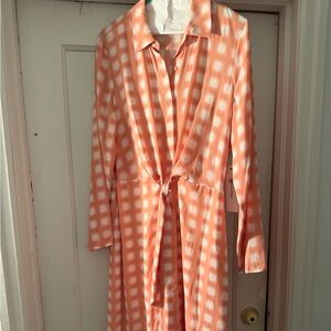Calvin Klein peach Checkered Long Sleeve Dress